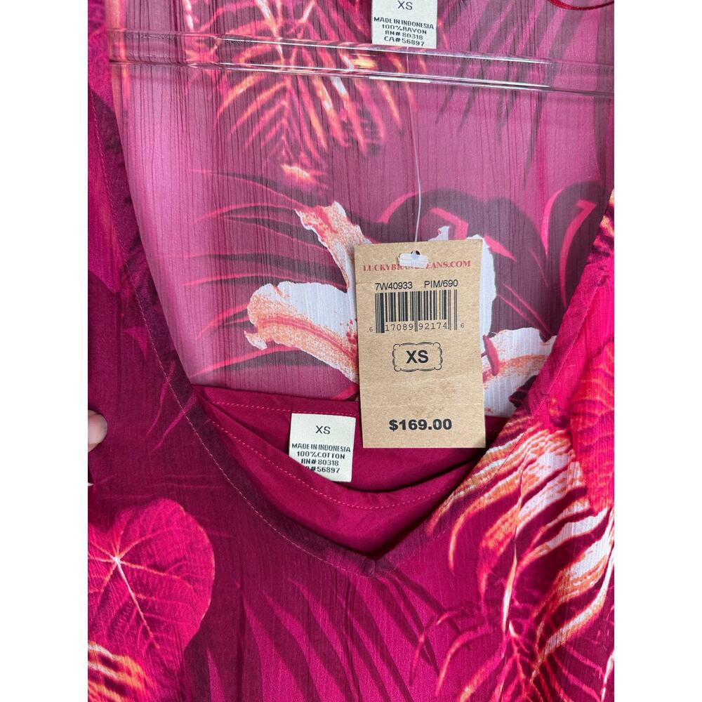 NWT Lucky Brand Maya Tropical Caftan Maxi Dress Women’s XS - Picture 6 of 8